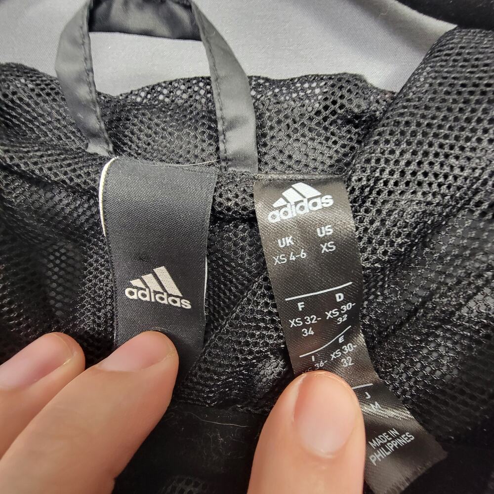 Adidas Lightweight Hooded Windbreaker Running Jacket Black XS - Picture 8 of 10